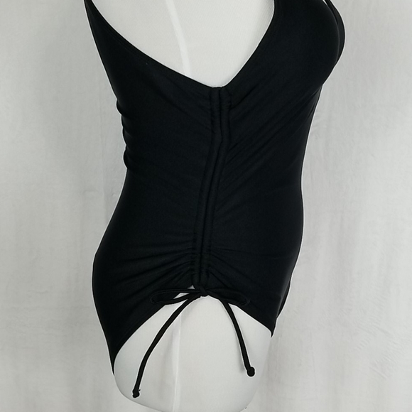 NWT ruched sides black deep cut bathing su… - Picture 4 of 9